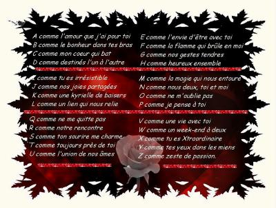 alphabet de l'amour